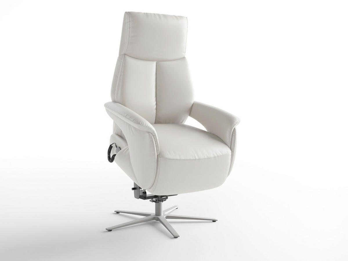 RELAXAČNÉ KRESLO, koža, biela - biela/strieborná, Basics, kov/koža (75/110/85cm) - Sit & More