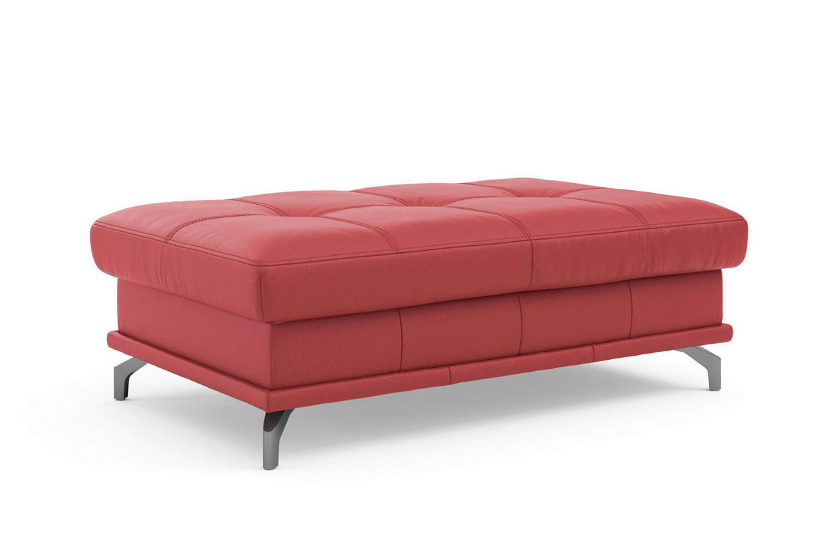 HOCKER COSTELLO E Echtleder Rot  - Rot/Schwarz, Basics, Leder/Metall (133/47/72cm) - Sit & More
