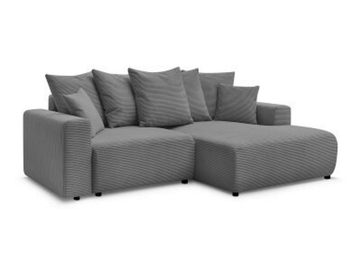 ECKSOFA Ottomane rechts  ATILLA Dunkelgrau Cord  - Dunkelgrau/Schwarz, MODERN, Kunststoff/Textil (244/149cm)