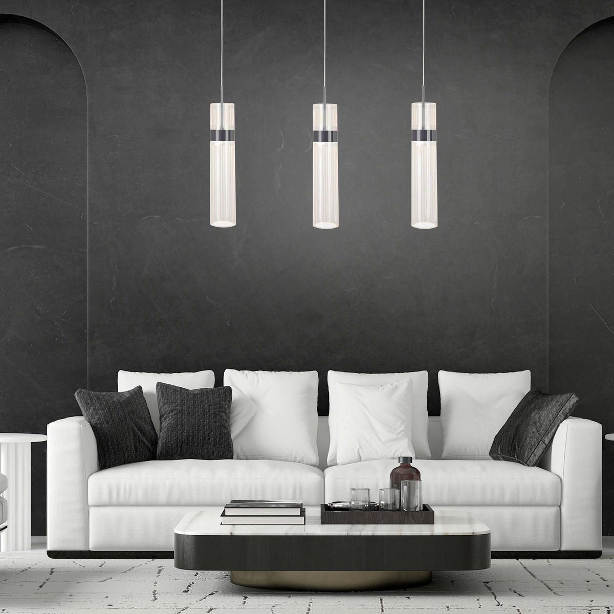 LED-HÄNGELEUCHTE Ambiente 120/60/6 cm  - Graphitfarben, Design, Kunststoff (120/60/6cm)