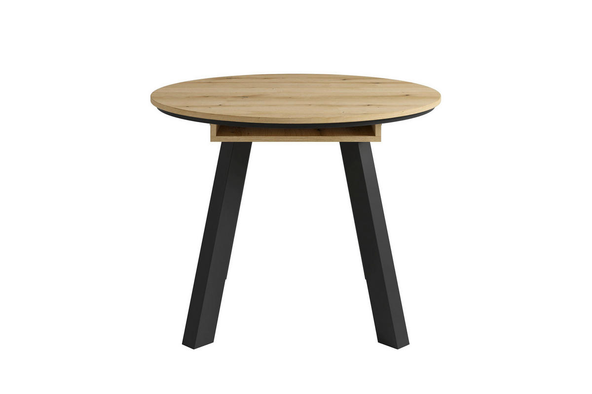 ESSTISCH 100/100/75,8 cm Nachbildung  Holzwerkstoff ausziehbar rund Eichefarben  - Eichefarben/Schwarz, MODERN, Holzwerkstoff (100/100/75,8cm) - MID.YOU