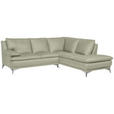 ECKSOFA Taupe Echtleder  - Taupe/Chromfarben, Design, Leder/Metall (242/224cm) - Novel