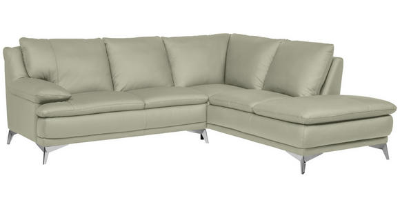 ECKSOFA Taupe Echtleder  - Taupe/Chromfarben, Design, Leder/Metall (242/224cm) - Novel