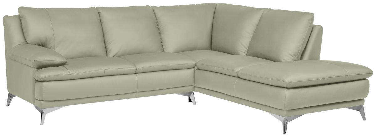 ECKSOFA Taupe Echtleder  - Taupe/Chromfarben, Design, Leder/Metall (242/224cm) - Novel