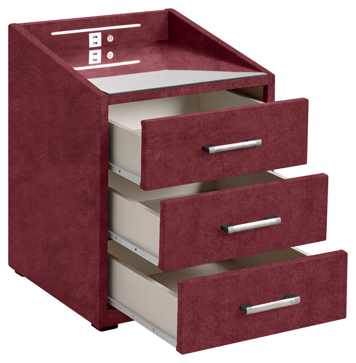 NACHTTISCH 47/61/46 cm  in Bordeaux  - Bordeaux/Silberfarben, Modern, Holzwerkstoff/Kunststoff (47/61/46cm) - MID.YOU