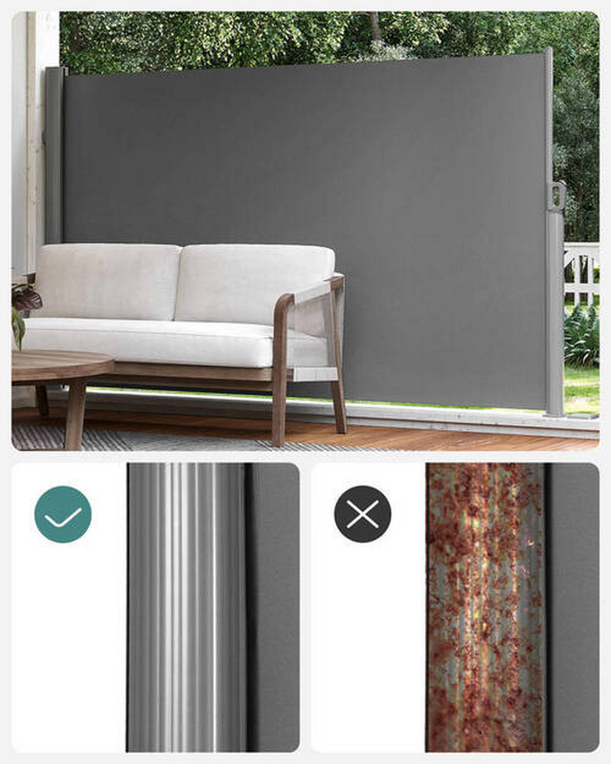 MARKISE - Grau, Basics, Textil/Metall (350/180cm) - Modante