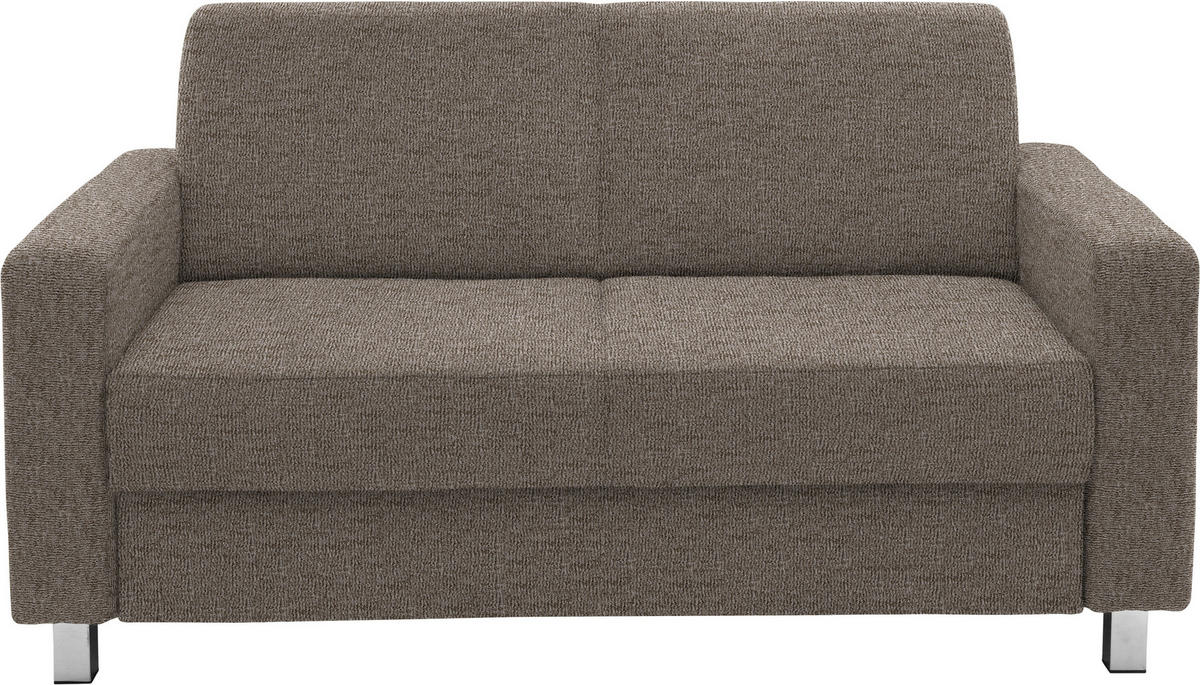 2-SITZER-SOFA in Flachgewebe Hellbraun  - Chromfarben/Hellbraun, Design, Textil/Metall (158/83/85cm) - Xora