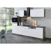 KÜCHENBLOCK 280 cm   in Grau, Weiss, Weiss Hochglanz  - Weiss Hochglanz/Weiss, Basics, Holzwerkstoff (280cm) - Held