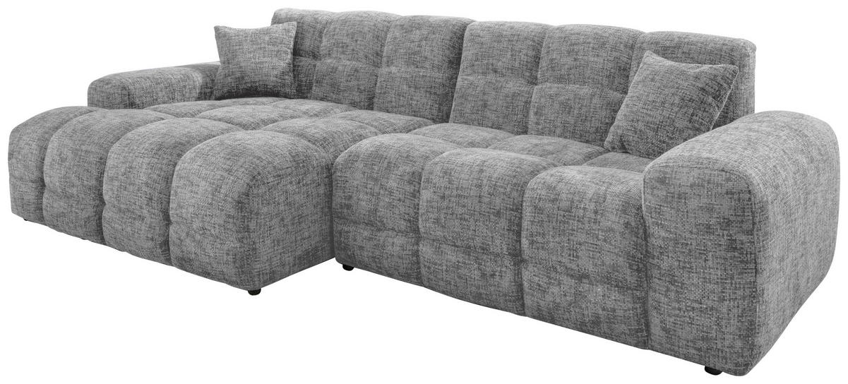ECKSOFA in Struktur Silberfarben  - Silberfarben/Schwarz, Modern, Kunststoff/Textil (152/301cm) - Livetastic