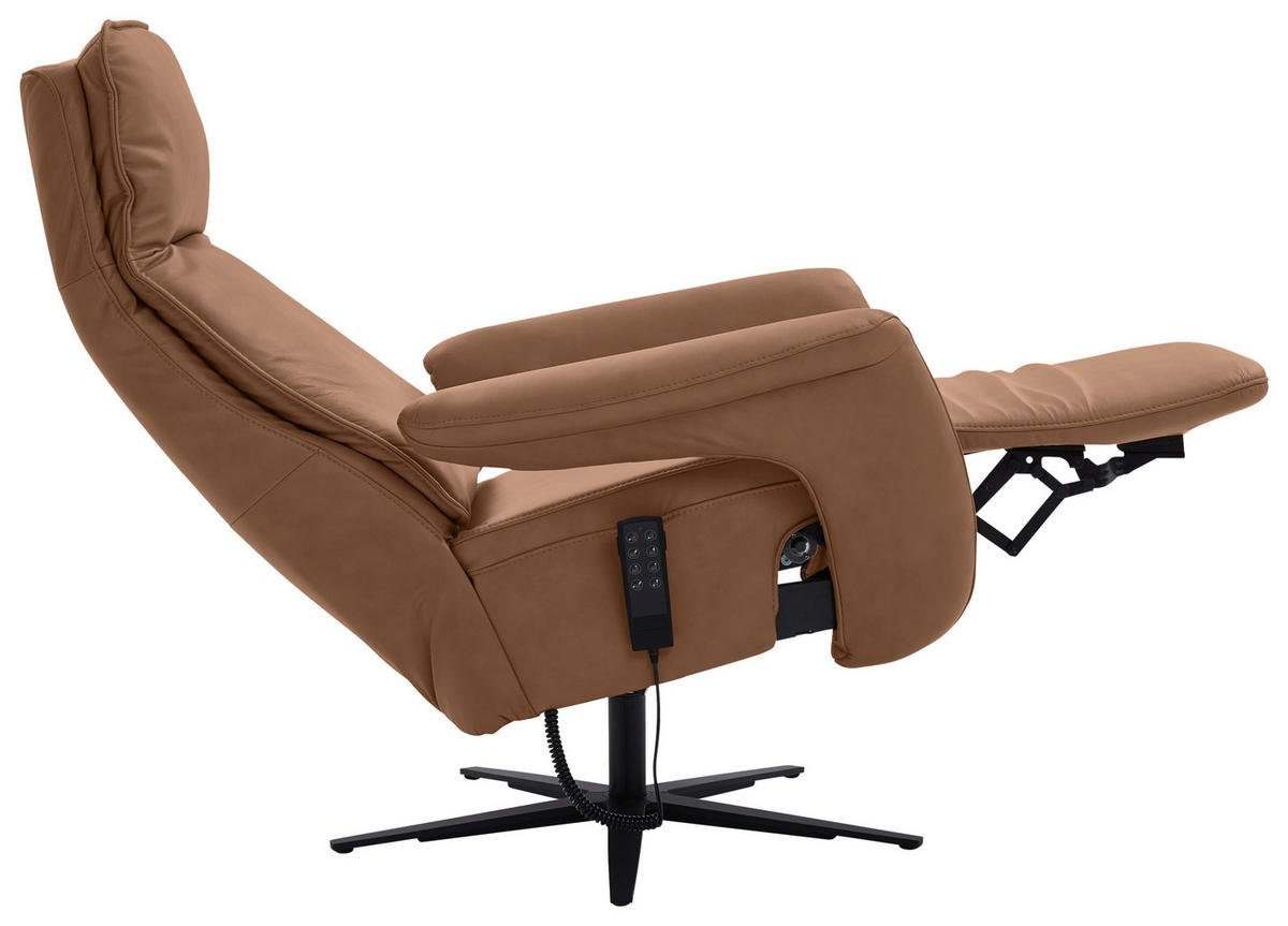 RELAXSESSEL in Leder Braun  - Schwarz/Braun, Design, Leder/Metall (83/123/87cm) - Valdera