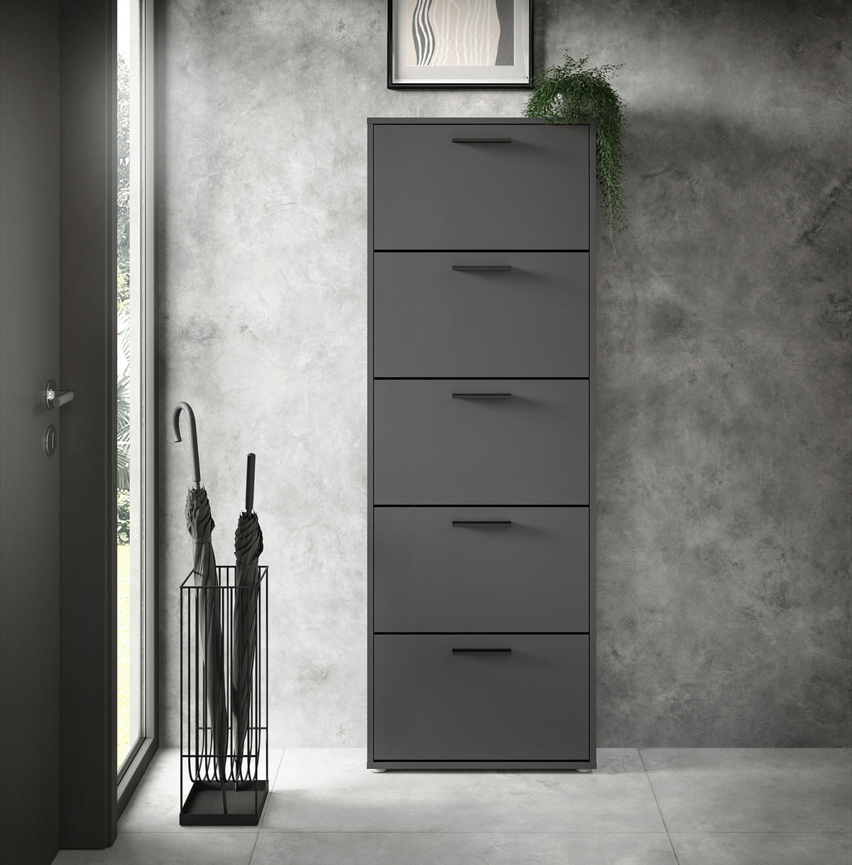 OMARA Z LOPUTAMI ZA ČEVLJE antracit - srebrne barve/črna, Design, umetna masa/leseni material (59/169cm) - Carryhome