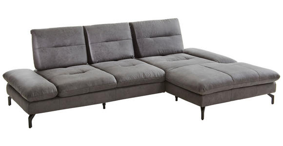 ECKSOFA Dunkelgrau Mikrofaser - Dunkelgrau/Schwarz, KONVENTIONELL, Textil/Metall (284/176cm) - Carryhome