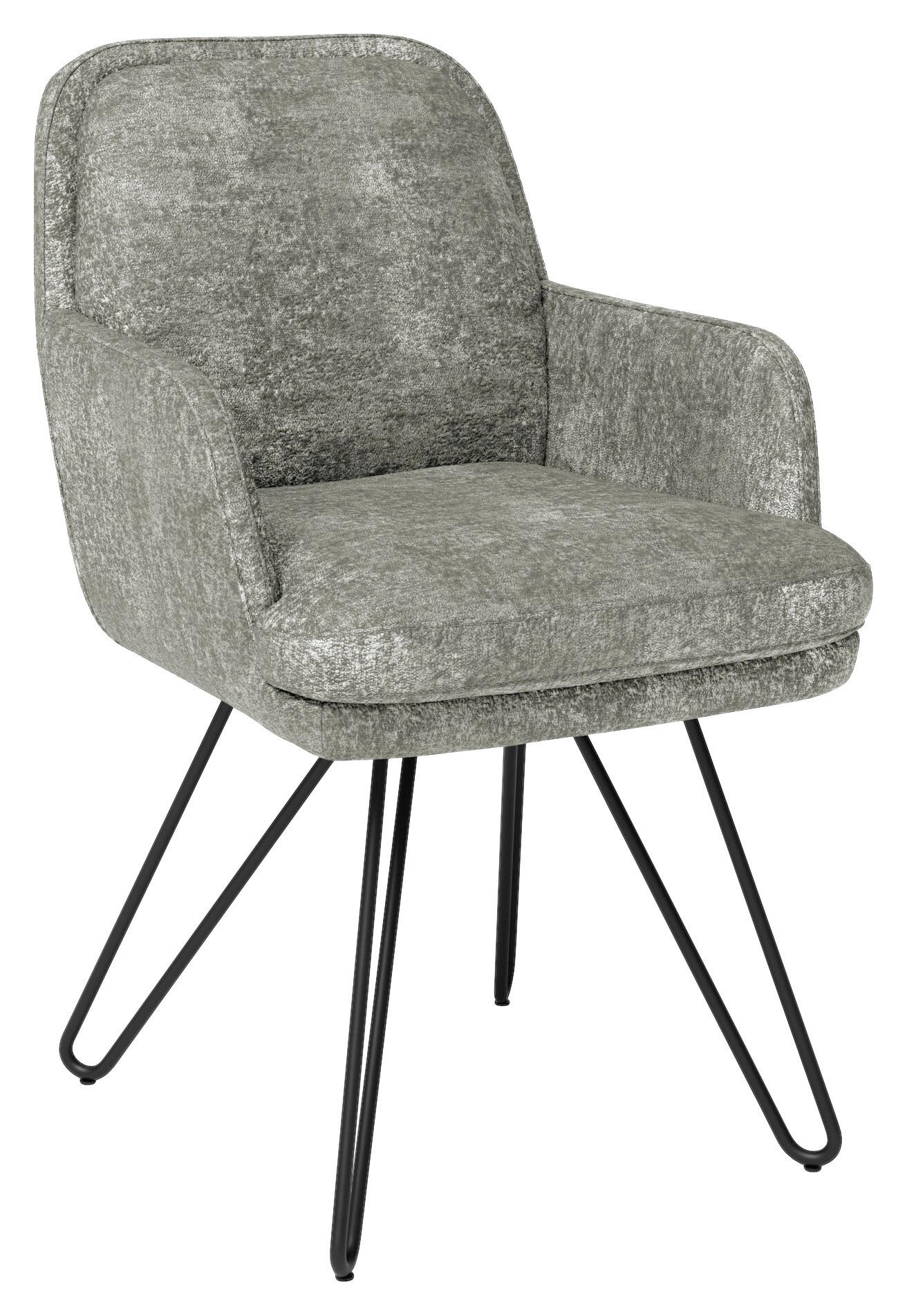 ARMLEHNSTUHL  in Chenille  - Hellgrau/Schwarz, Design, Textil/Metall (58/89/68cm) - Joop!