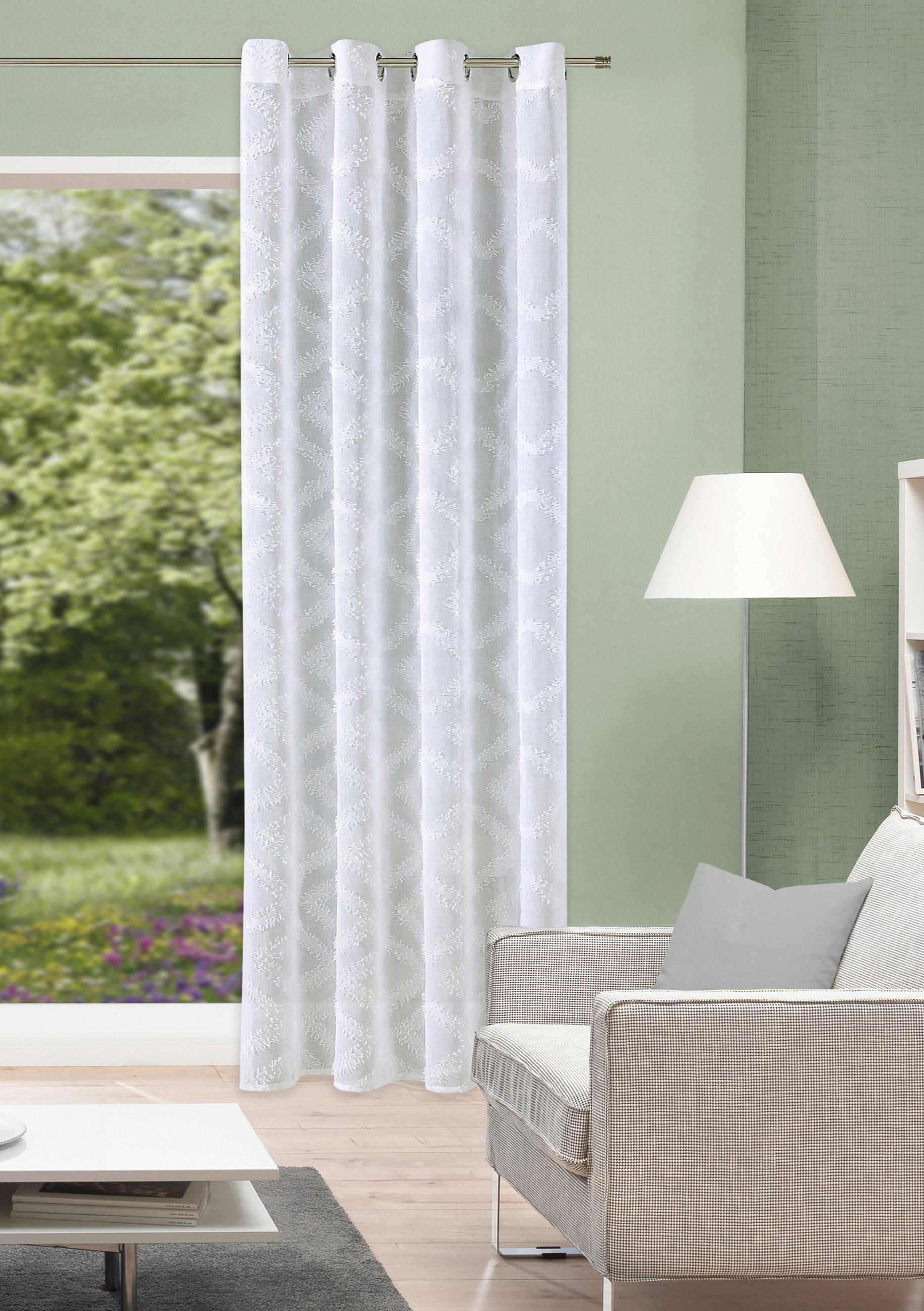 ÖSENSCHAL halbtransparent 140/245 cm   - Weiß, Basics, Textil (140/245cm)
