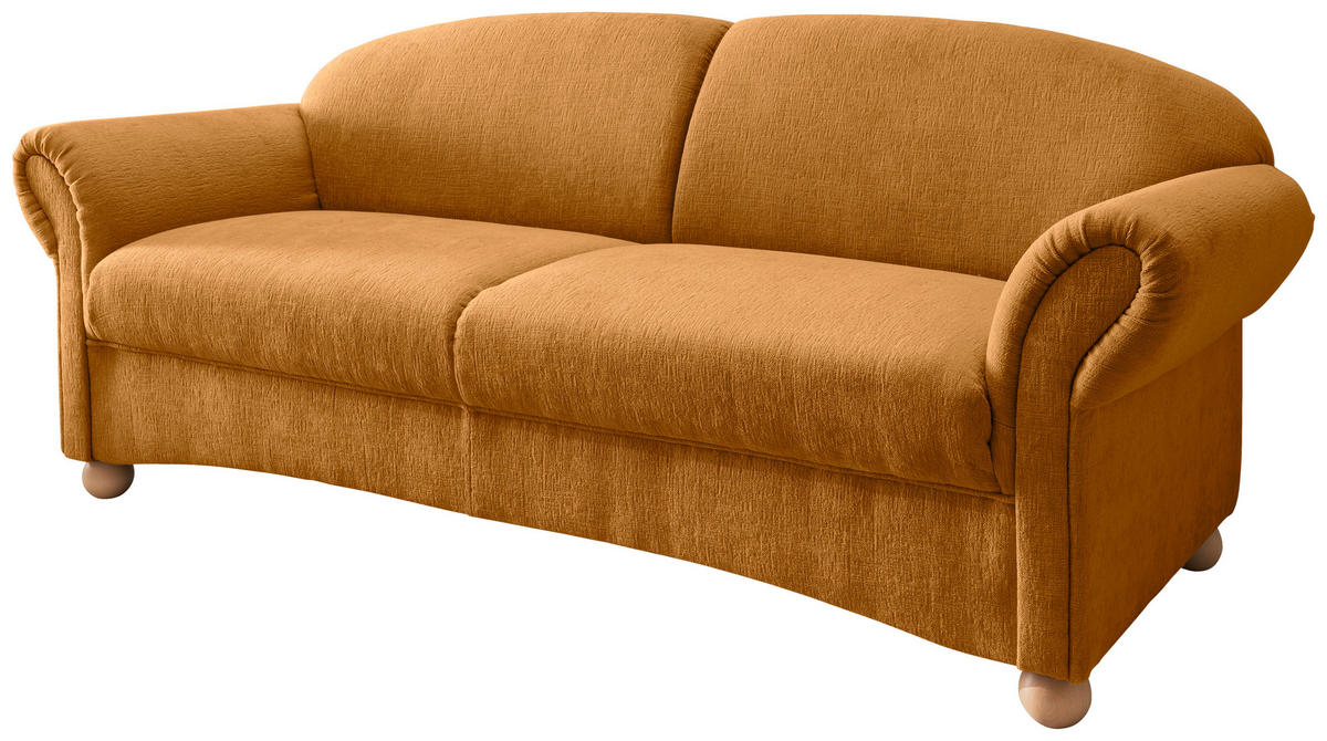2-SITZER-SOFA in Mikrofaser Goldfarben  - Wildeiche/Goldfarben, Konventionell, Holz/Textil (151/94/80cm) - Livetastic