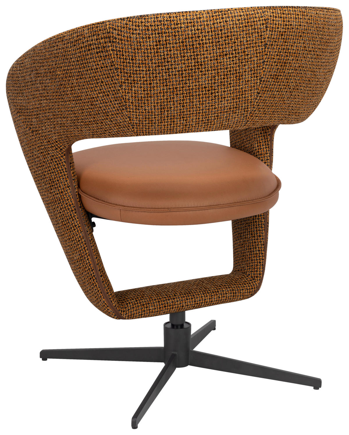 ARMLEHNSTUHL  in Eisen Webstoff, Mikrofaser  - Rostfarben/Schwarz, Design, Textil/Metall (62/84/62cm) - Moderano