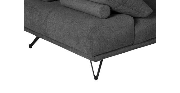 ECKSOFA Dunkelgrau Flachgewebe Rücken echt, Rückenkissen  - Dunkelgrau/Schwarz, KONVENTIONELL, Textil/Metall (310/240cm) - Carryhome