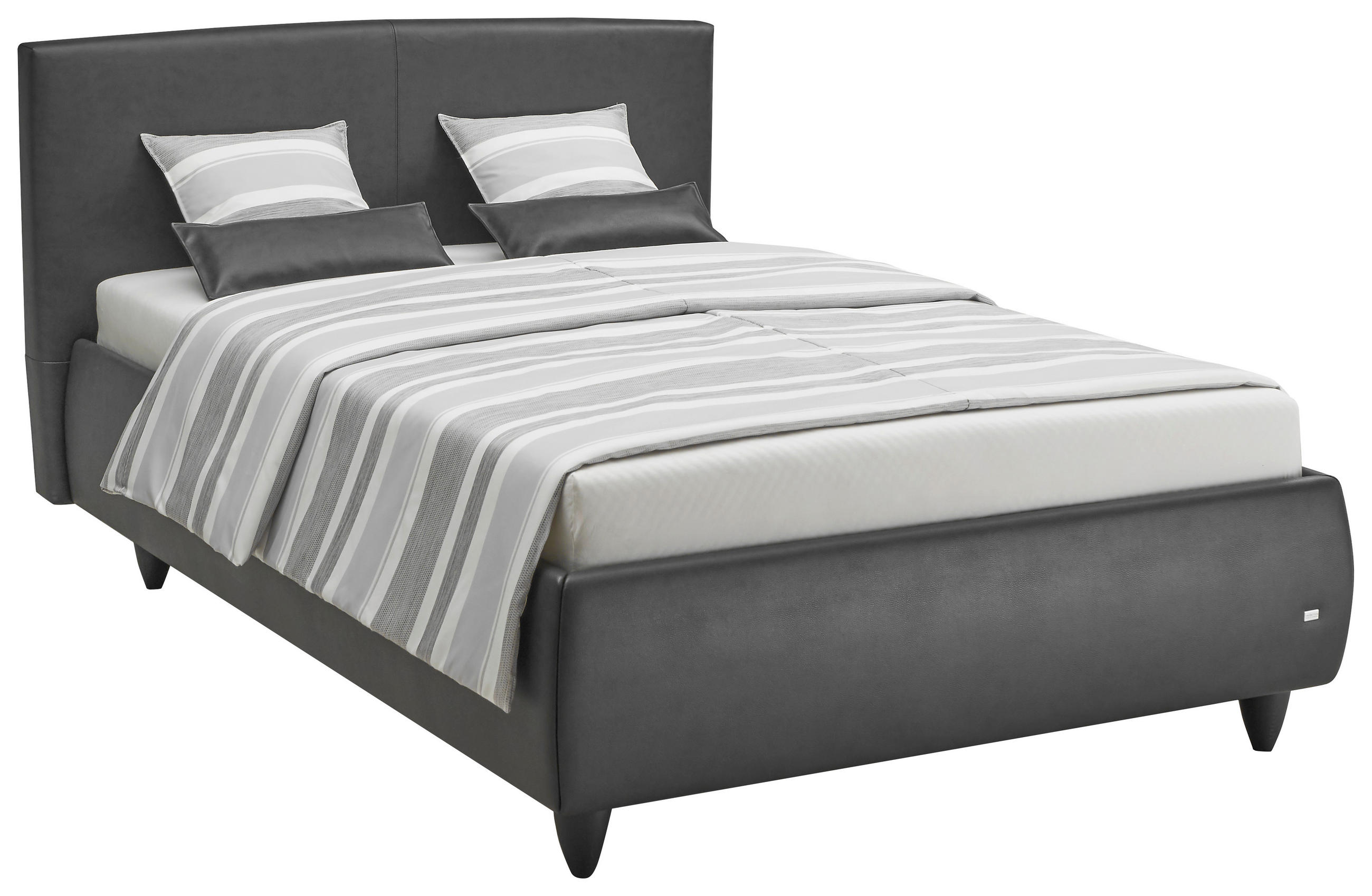 POLSTERBETT 140/200 cm,  in Matratze, gepolstertes Kopfteil, Lattenrost, Bettkasten, Tagesdecke, H2 = mittel  - Anthrazit/Schwarz, KONVENTIONELL, Holzwerkstoff/Kunststoff (140/200cm) - RUF Betten