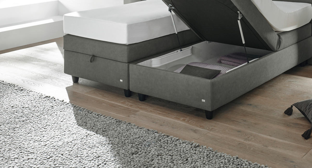 BOXSPRINGBETT 160/200 cm  in Taupe  - Taupe/Schwarz, KONVENTIONELL, Kunststoff/Textil (160/200cm) - RUF Betten