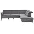 ECKSOFA in Struktur Grau  - Schwarz/Grau, MODERN, Textil/Metall (275/235cm) - Cantus