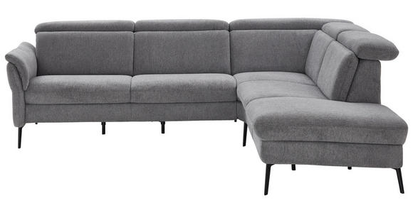 ECKSOFA in Struktur Grau  - Schwarz/Grau, MODERN, Textil/Metall (275/235cm) - Cantus