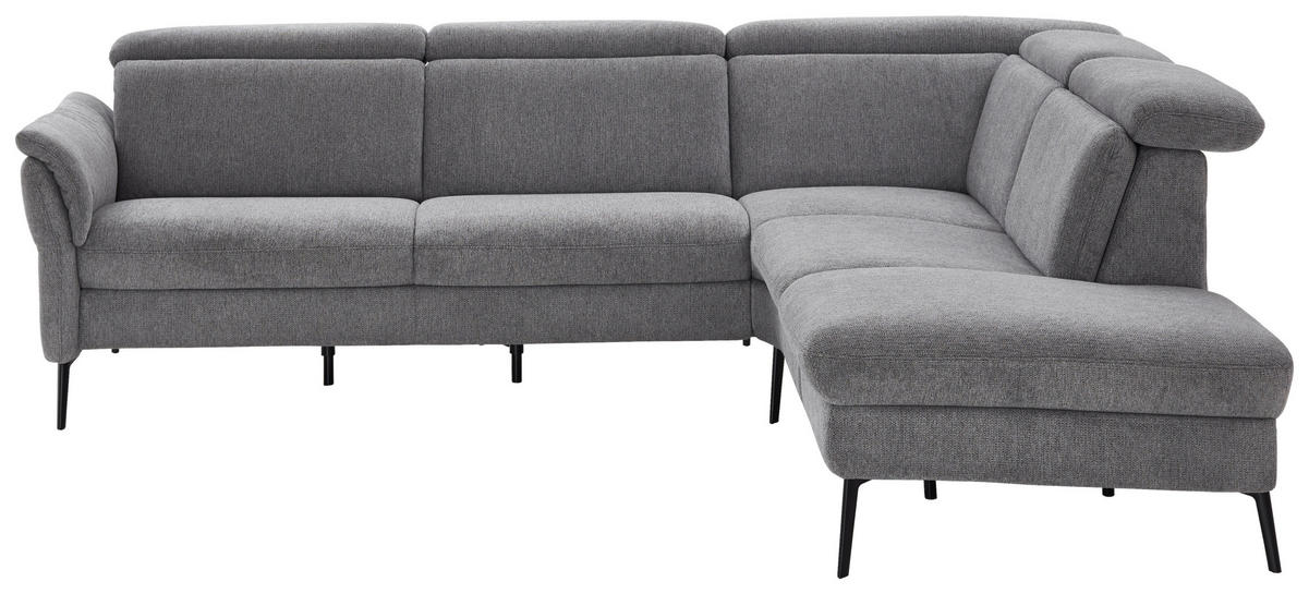 ECKSOFA in Struktur Grau  - Schwarz/Grau, Modern, Textil/Metall (275/235cm) - Cantus