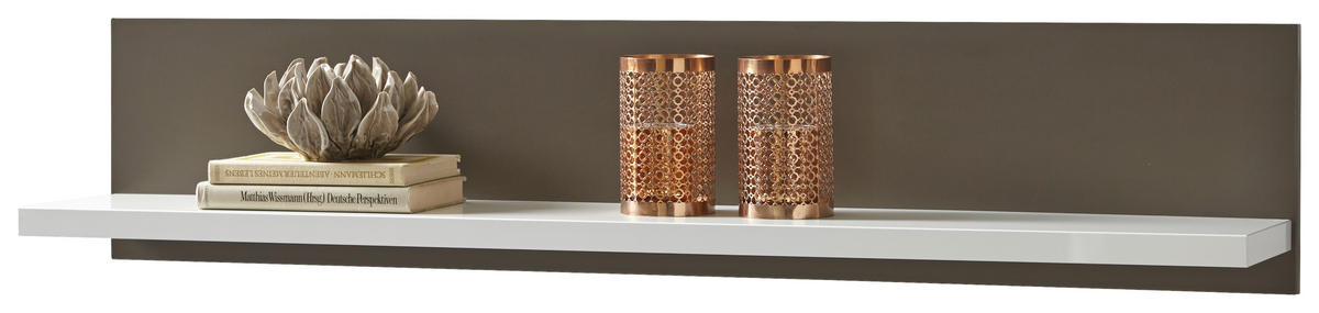 POLICA ZIDNA siva, bijela visoki sjaj  drvni materijal  - siva/bijela visoki sjaj, Design, drvni materijal (124/25/22cm) - Livetastic