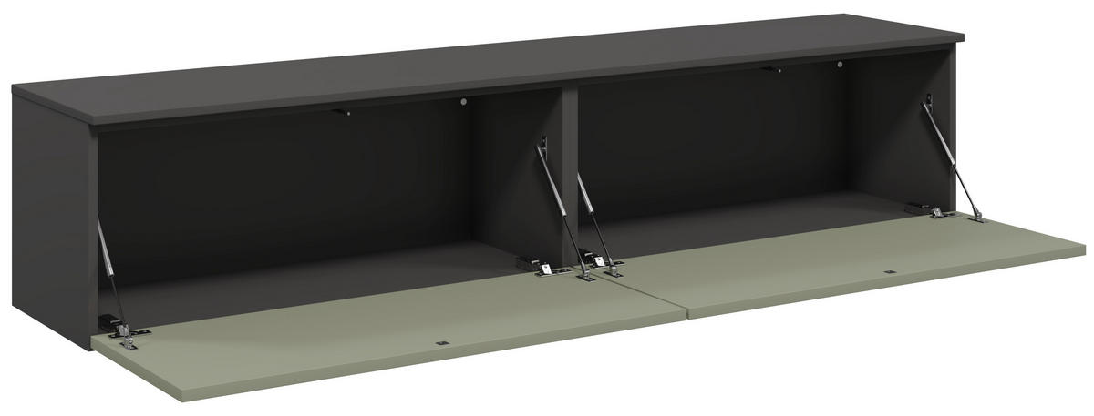 LOWBOARD  180,3/37,6/37,4 cm  individuell planbar, hängend, in verschiedenen Größen erhältlich, in verschiedenen Holzdekoren erhältlich  - Schieferfarben/Olivgrün, Design, Holzwerkstoff (180,3/37,6/37,4cm) - Celina Home