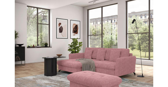 ECKSOFA in Flachgewebe, Leinenoptik Rosa  - Schwarz/Rosa, Design, Textil/Metall (170/242cm) - Xora