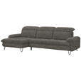 ECKSOFA in Chenille Braun  - Schwarz/Braun, LIFESTYLE, Textil/Metall (180/310cm) - Valnatura