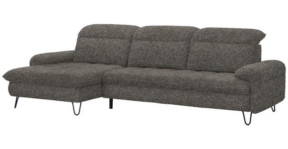 ECKSOFA in Chenille Braun  - Schwarz/Braun, LIFESTYLE, Textil/Metall (180/310cm) - Valnatura