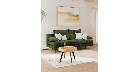 SCHLAFSOFA Chenille Olivgrün Rückenkissen, Armlehnenkissen, Bettkasten, Schlaffunktion, Rücken echt  - Schwarz/Olivgrün, KONVENTIONELL, Textil/Metall (203/94/96cm) - Carryhome