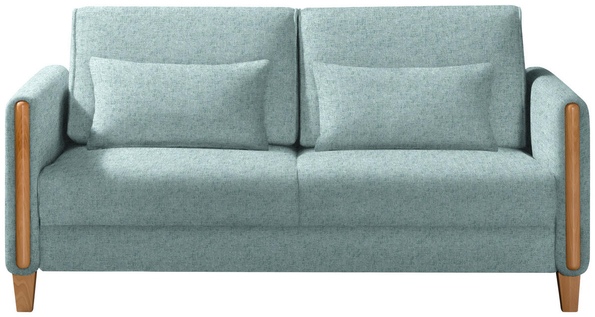 SCHLAFSOFA in Flachgewebe Buchefarben, Hellblau  - Buchefarben/Hellblau, Design, Holz/Textil (174/88/104cm) - Niels Andersson
