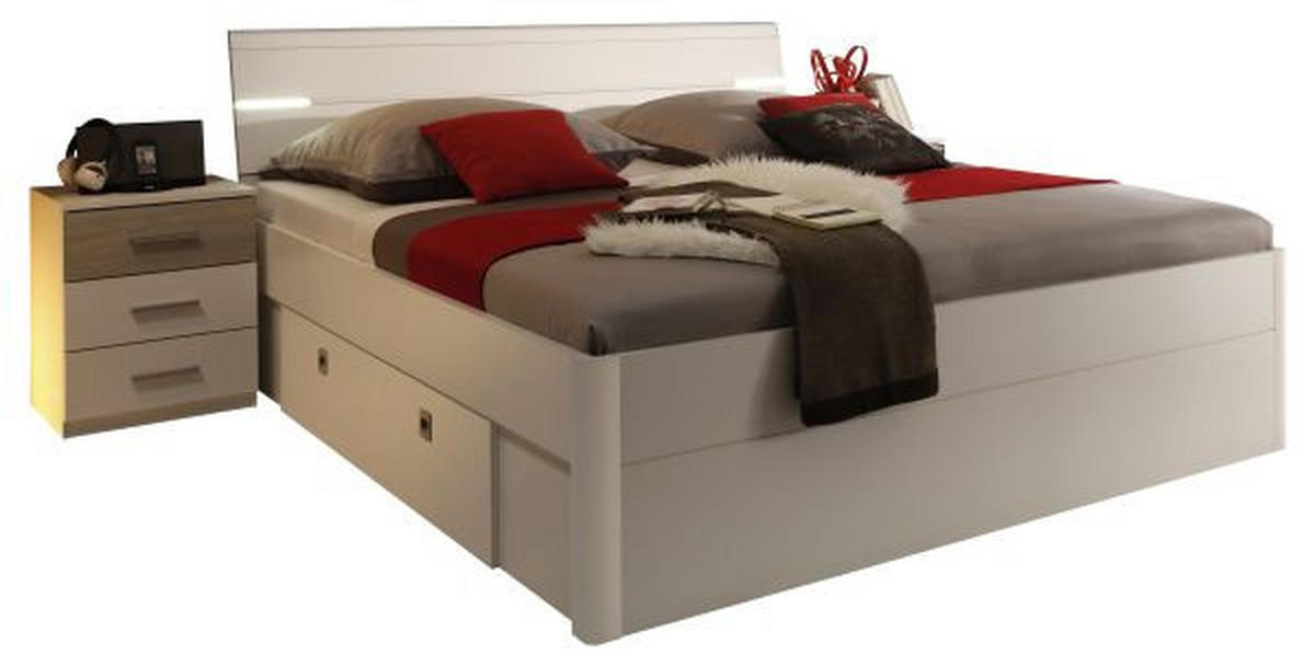 SET KREVETA I NOĆNIH ORMARIĆA   180/200 cm   bijela, hrast Sonoma  - bijela/hrast Sonoma, Design, drvni materijal (180/200cm) - Xora