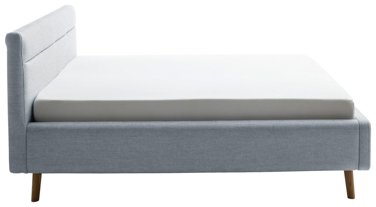 POLSTERBETT 180/200 cm  in Pastellblau  - Pastellblau/Eichefarben, Konventionell, Holz/Textil (180/200cm) - Boxxx