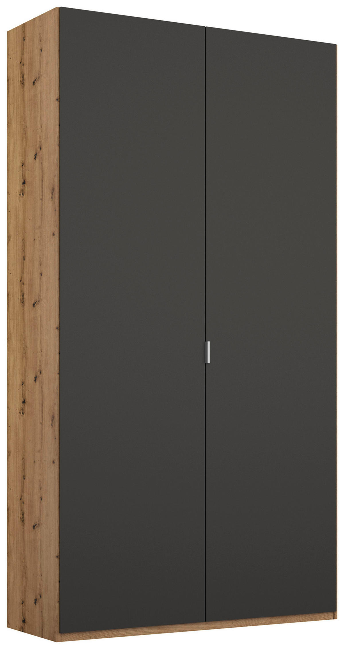DREHTÜRENSCHRANK 2-türig Graphitfarben, Eichefarben  - Eichefarben/Alufarben, Trend, Holzwerkstoff/Metall (101/223/60cm) - Stylife
