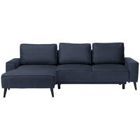 ECKSOFA in Velours Blau  - Blau/Schwarz, Konventionell, Holz/Textil (161/260cm) - Carryhome
