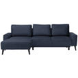 ECKSOFA in Velours Blau  - Blau/Schwarz, KONVENTIONELL, Holz/Textil (161/260cm) - Carryhome