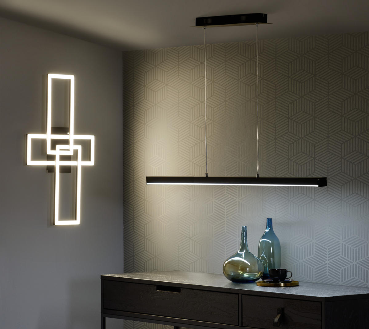 LED-HÄNGELEUCHTE 100/5/120 cm   - Schwarz, KONVENTIONELL, Kunststoff/Metall (100/5/120cm) - Novel