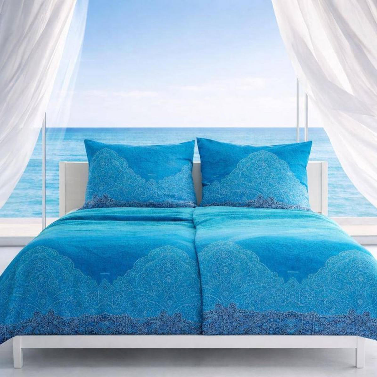 POSTELJNINA DOLCEACQUA 140/200 cm saten modra  - modra, Konvencionalno, tekstil (140/200cm) - Bassetti