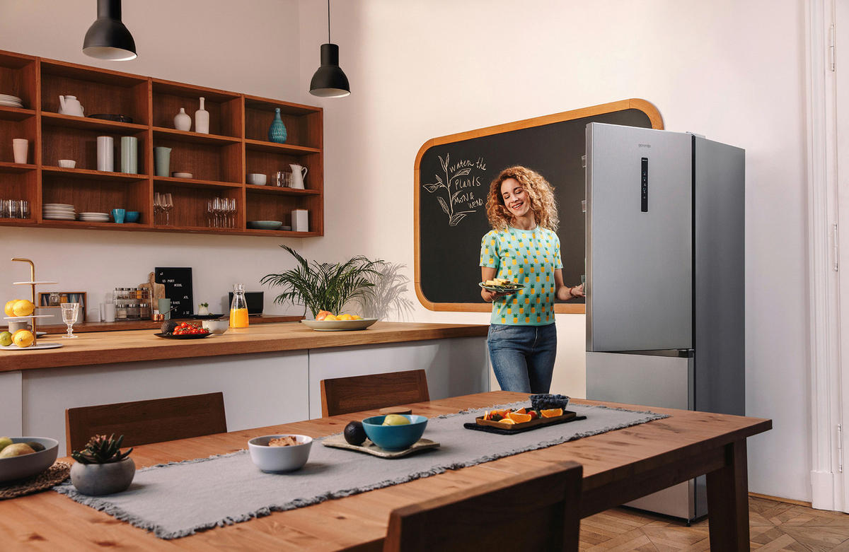 KÜHL-GEFRIER-KOMBINATION 59,5/186/59 cm NRK619CAXL4  - Edelstahlfarben, Basics, Metall (59,5/186/59cm) - Gorenje