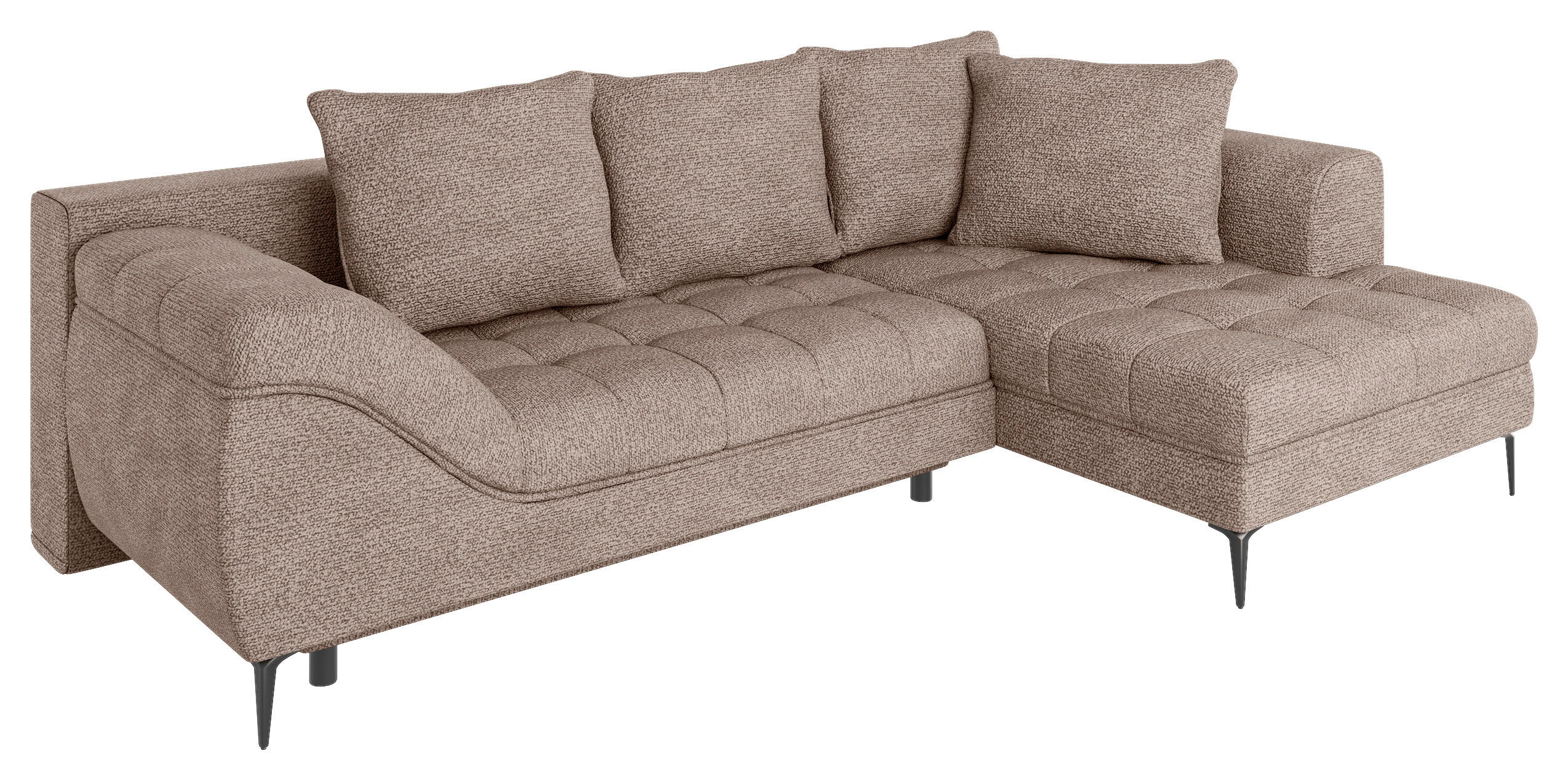 ECKSOFA Braun Struktur, Bouclé  - Schwarz/Braun, Design, Textil (276/177cm) - MID.YOU