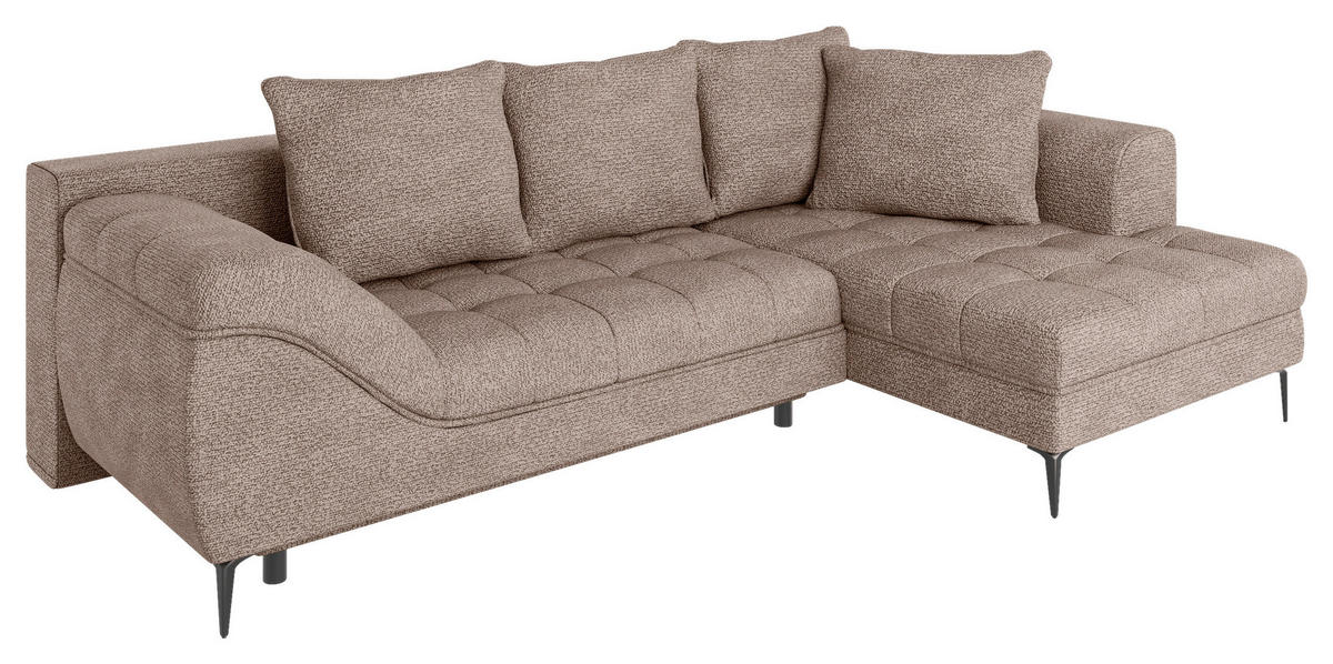 ECKSOFA Braun Struktur, Bouclé  - Schwarz/Braun, Design, Textil (177/276cm) - MID.YOU