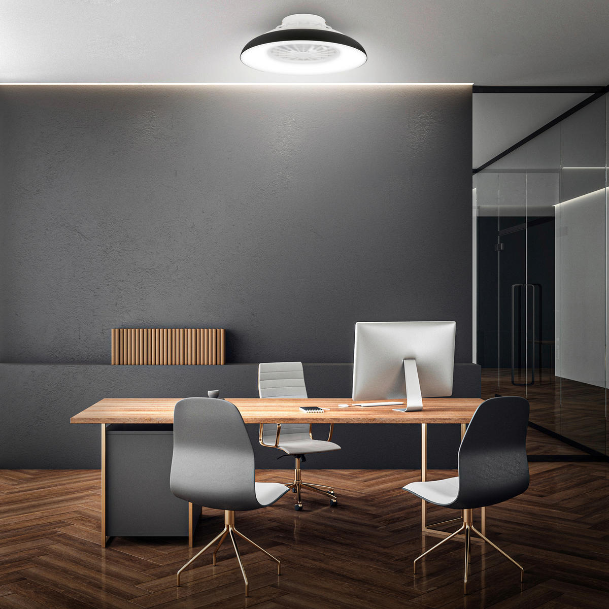 Deckenleuchte mit Ventilator 48,5/16 cm  - Schwarz/Weiß, Design, Kunststoff (48,5/16cm)