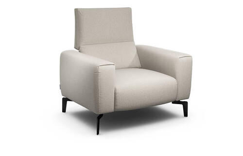 SESSEL in Chenille Naturfarben  - Schwarz/Naturfarben, Design, Textil/Metall (110/85/86-94cm) - SENSOO