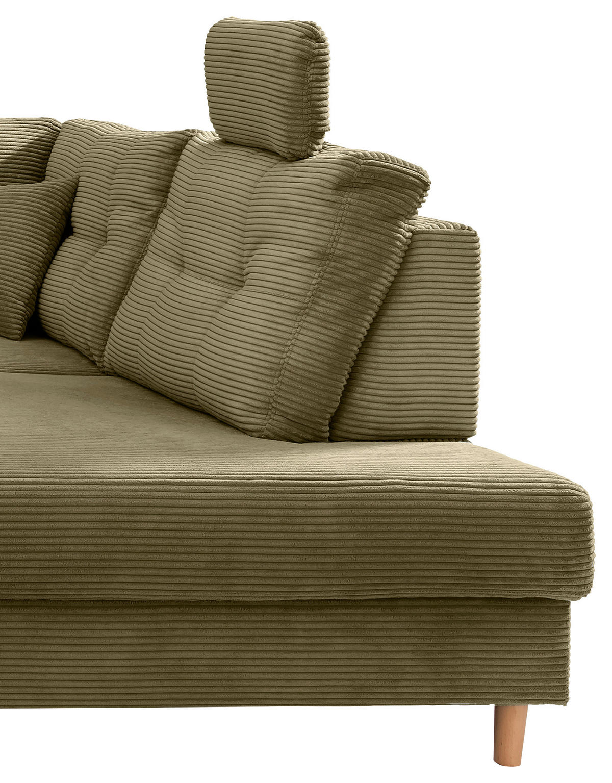 WOHNLANDSCHAFT Olivgrün Cord  - Naturfarben/Olivgrün, MODERN, Holz/Textil (206/338-352/176cm) - Livetastic