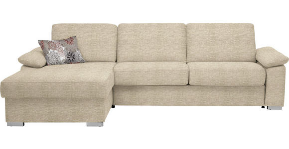 ECKSOFA in Flachgewebe Hellbraun - Chromfarben/Hellbraun, KONVENTIONELL, Textil/Metall (176/285cm) - Novel
