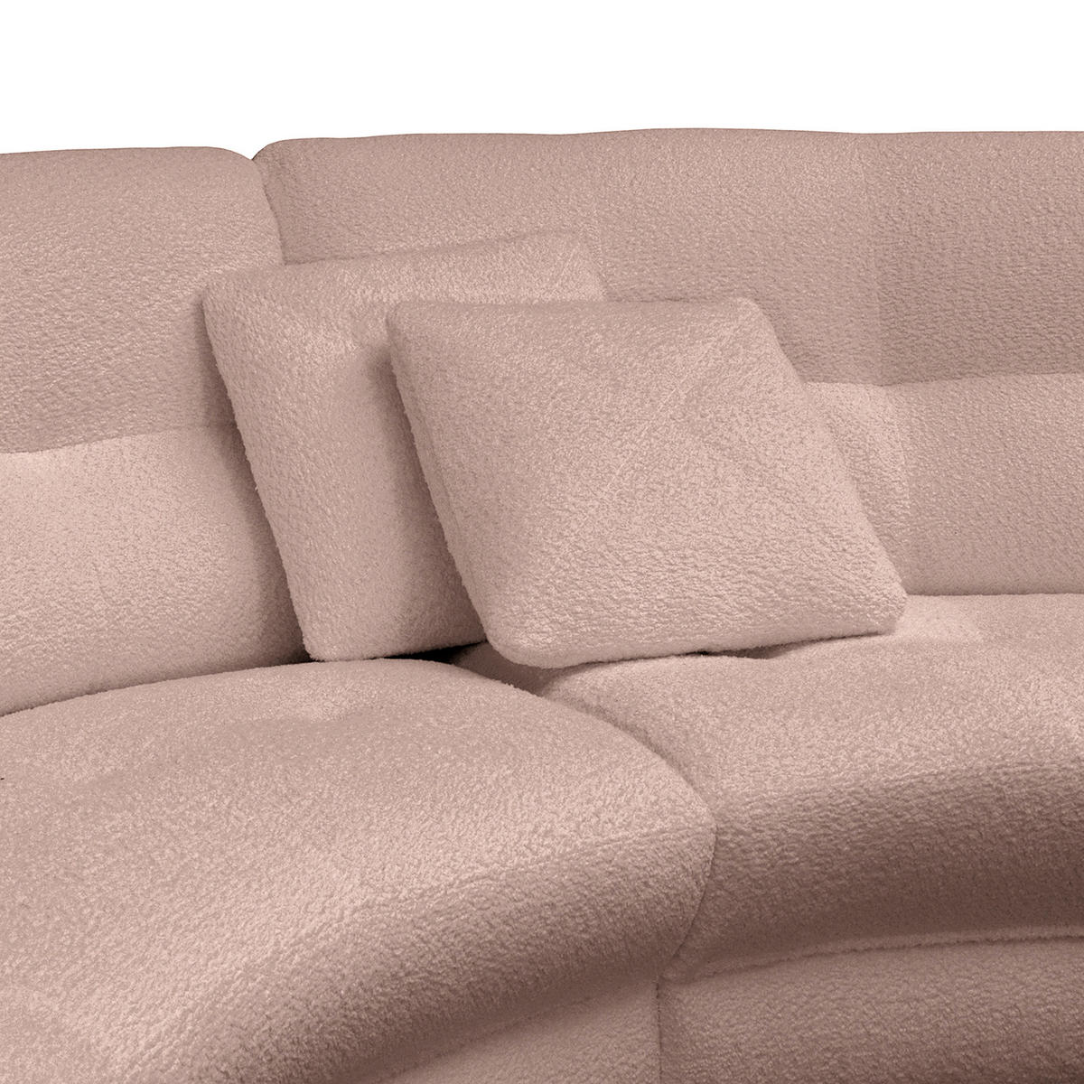 ECKSOFA in Bouclé Rosa  - Weiss/Schwarz, Design, Kunststoff/Textil (300/113cm) - Livetastic