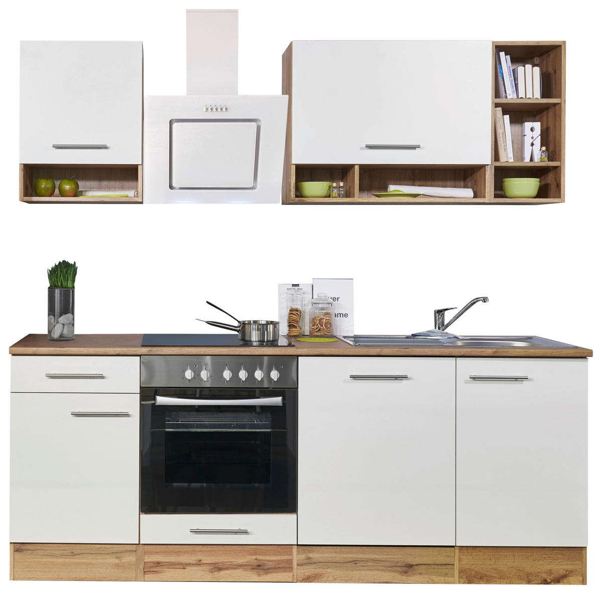 KÜCHENLEERBLOCK 220/205/60 cm   in Weiß, Wildeiche  - Wildeiche/Silberfarben, Basics, Holzwerkstoff/Metall (220/205/60cm) - Respekta