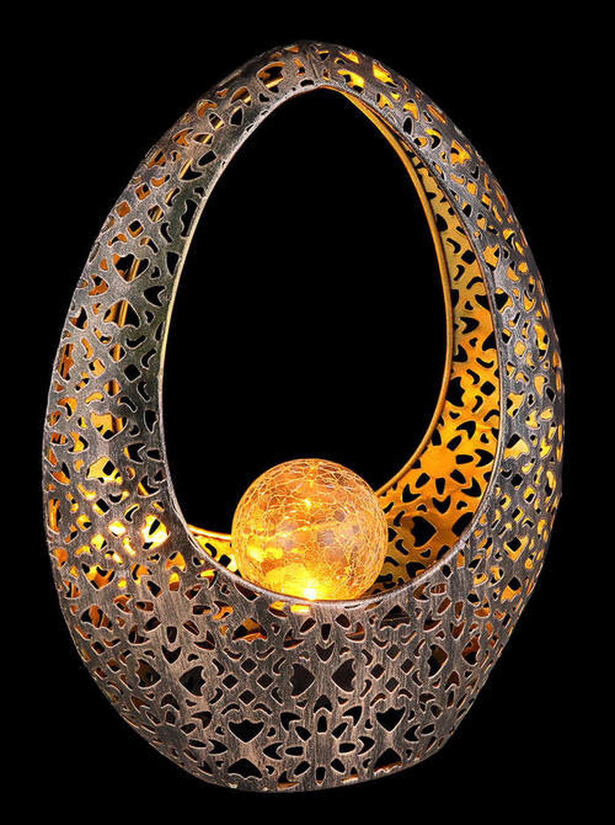 SOLCELLSLAMPA - klar/bronsfärgad, Design, metall/glas (21,5/9,5/27,5cm) - Globo